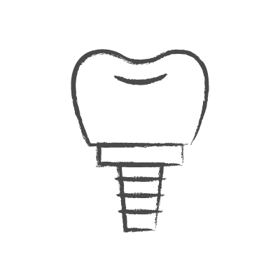 Ikona implantu dentystycznego na czarnym tle z motywem Strony głównej.